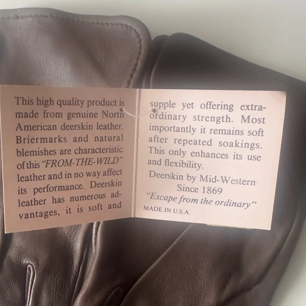Vintage Genuine Deerskin Gloves By Mid-Western Sport Togs Size 7 Women